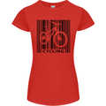 Cycling Barcode Cyclist Bicycle Womens Petite Cut T-Shirt Red