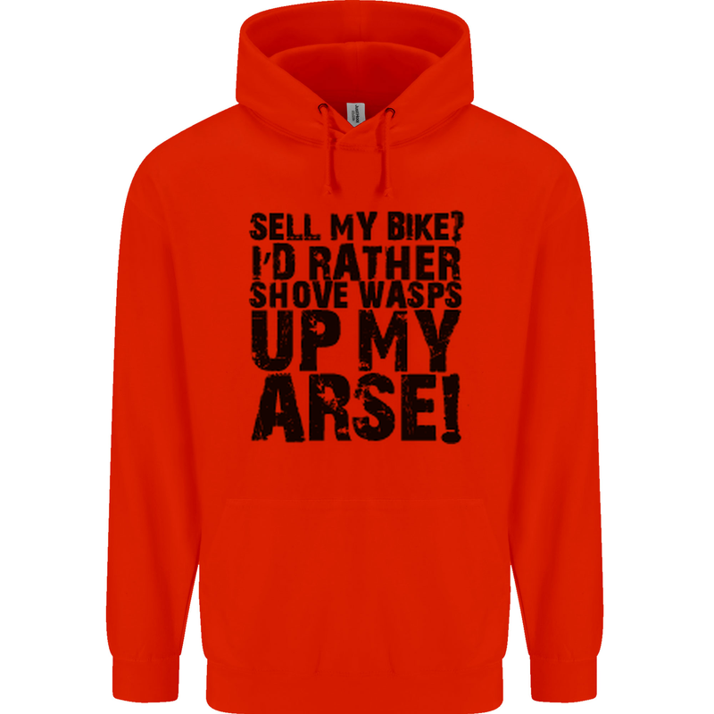 Cycling Biker Sell My Bike? Cyclist Bicycle Mens 80% Cotton Hoodie Bright Red