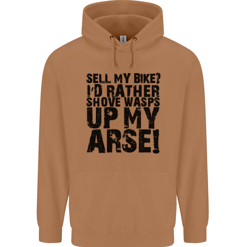 Cycling Biker Sell My Bike? Cyclist Bicycle Mens 80% Cotton Hoodie Caramel Latte
