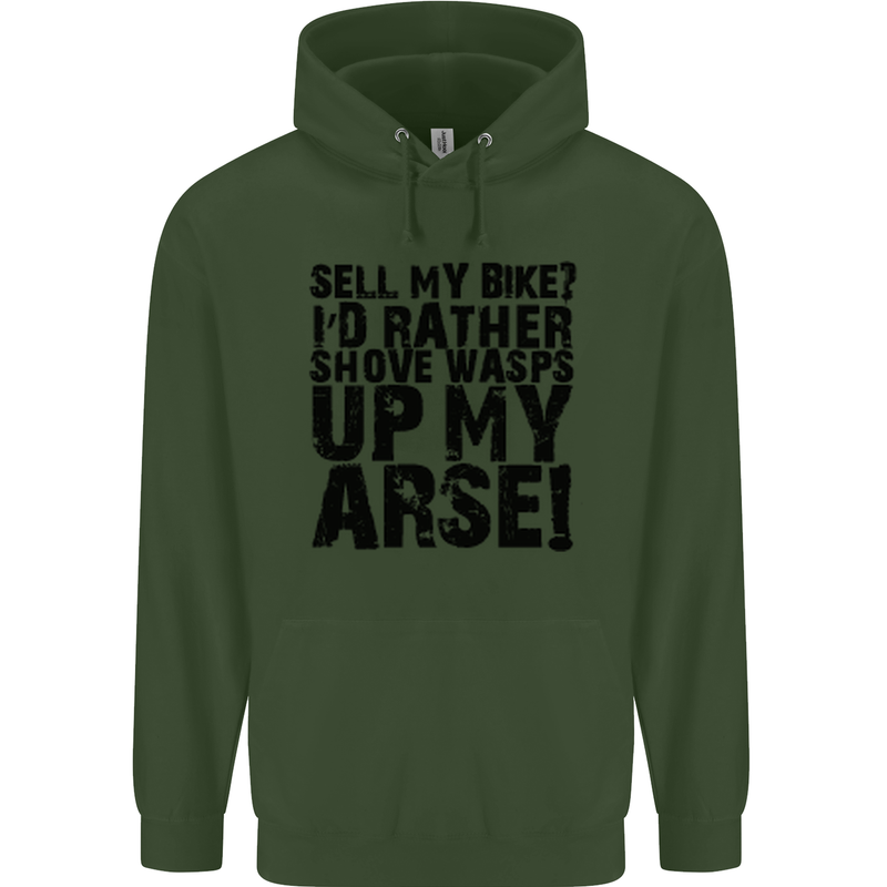 Cycling Biker Sell My Bike? Cyclist Bicycle Mens 80% Cotton Hoodie Forest Green