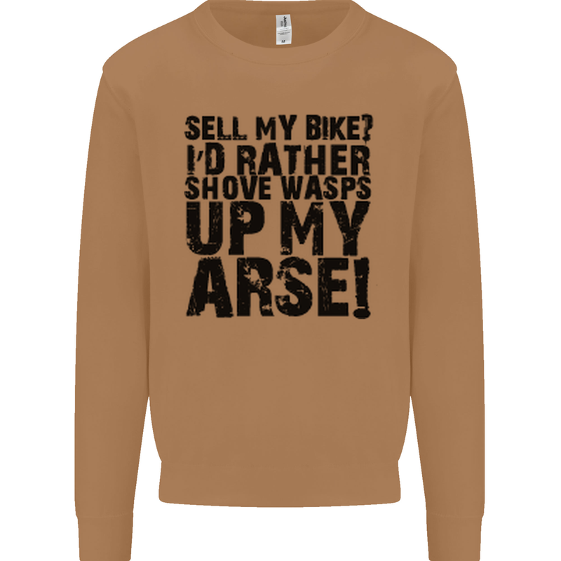 Cycling Biker Sell My Bike? Cyclist Bicycle Mens Sweatshirt Jumper Caramel Latte