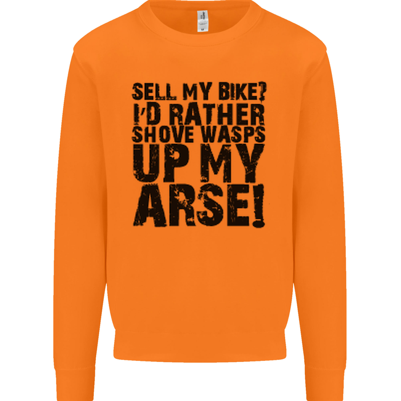 Cycling Biker Sell My Bike? Cyclist Bicycle Mens Sweatshirt Jumper Orange