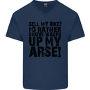 Cycling Biker Sell My Bike? Cyclist Bicycle Mens V-Neck Cotton T-Shirt Navy Blue