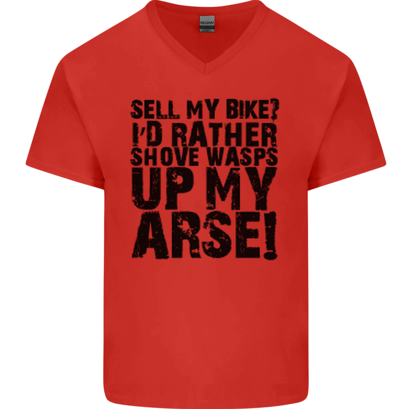 Cycling Biker Sell My Bike? Cyclist Bicycle Mens V-Neck Cotton T-Shirt Red