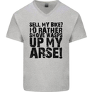 Cycling Biker Sell My Bike? Cyclist Bicycle Mens V-Neck Cotton T-Shirt Sports Grey
