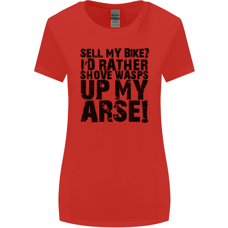 Cycling Biker Sell My Bike? Cyclist Bicycle Womens Wider Cut T-Shirt Red