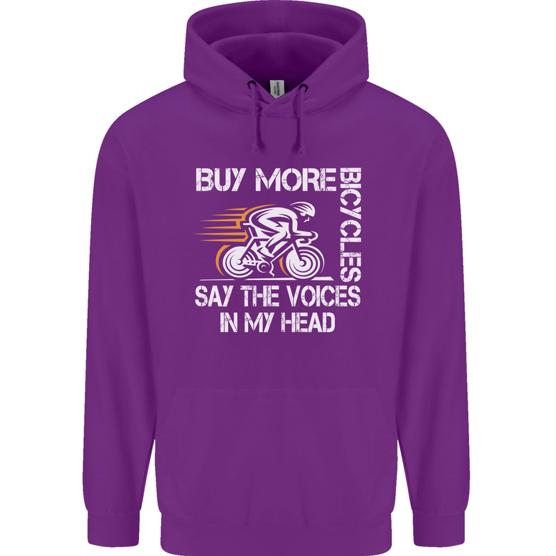 Cycling Buy More Bicycles Funny Cyclist Childrens Kids Hoodie Purple