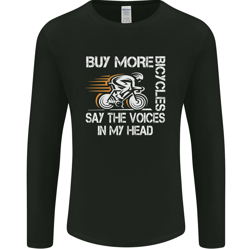 Cycling Buy More Bicycles Funny Cyclist Mens Long Sleeve T-Shirt Black