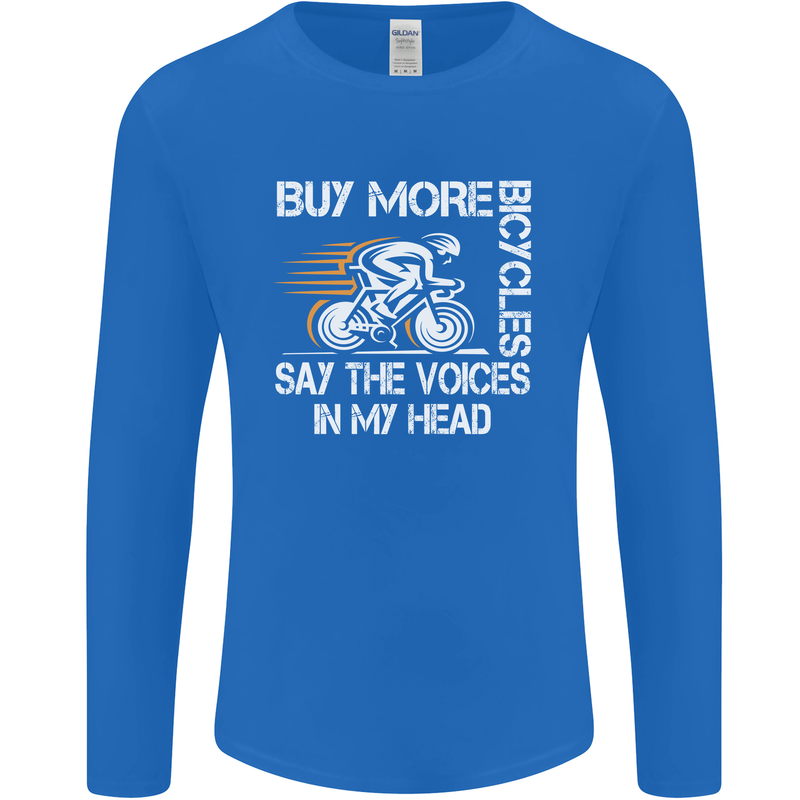 Cycling Buy More Bicycles Funny Cyclist Mens Long Sleeve T-Shirt Royal Blue