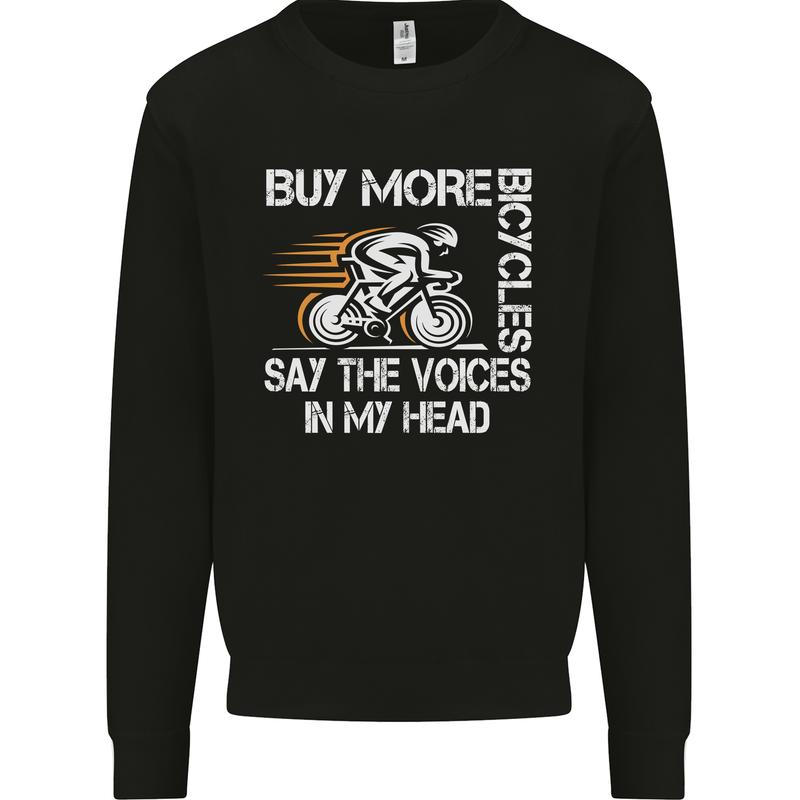 Cycling Buy More Bicycles Funny Cyclist Mens Sweatshirt Jumper Black