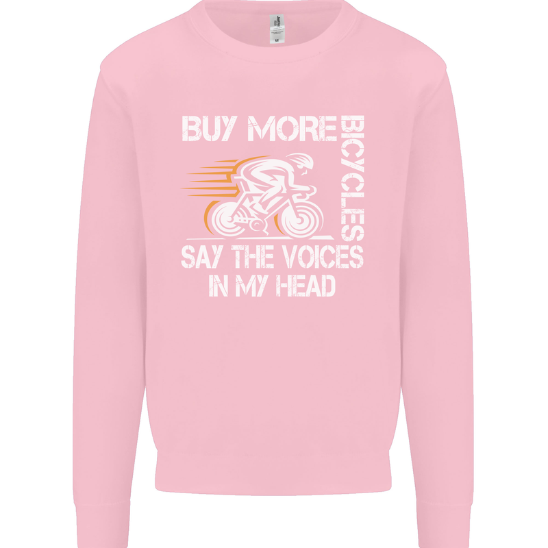 Cycling Buy More Bicycles Funny Cyclist Mens Sweatshirt Jumper Light Pink