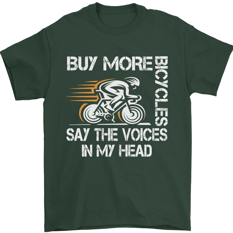 Cycling Buy More Bicycles Funny Cyclist Mens T-Shirt Cotton Gildan Forest Green