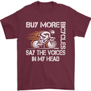 Cycling Buy More Bicycles Funny Cyclist Mens T-Shirt Cotton Gildan Maroon