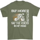 Cycling Buy More Bicycles Funny Cyclist Mens T-Shirt Cotton Gildan Military Green