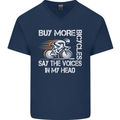 Cycling Buy More Bicycles Funny Cyclist Mens V-Neck Cotton T-Shirt Navy Blue