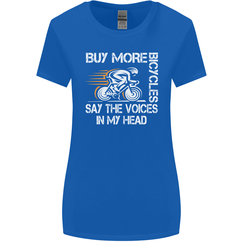 Cycling Buy More Bicycles Funny Cyclist Womens Wider Cut T-Shirt Royal Blue