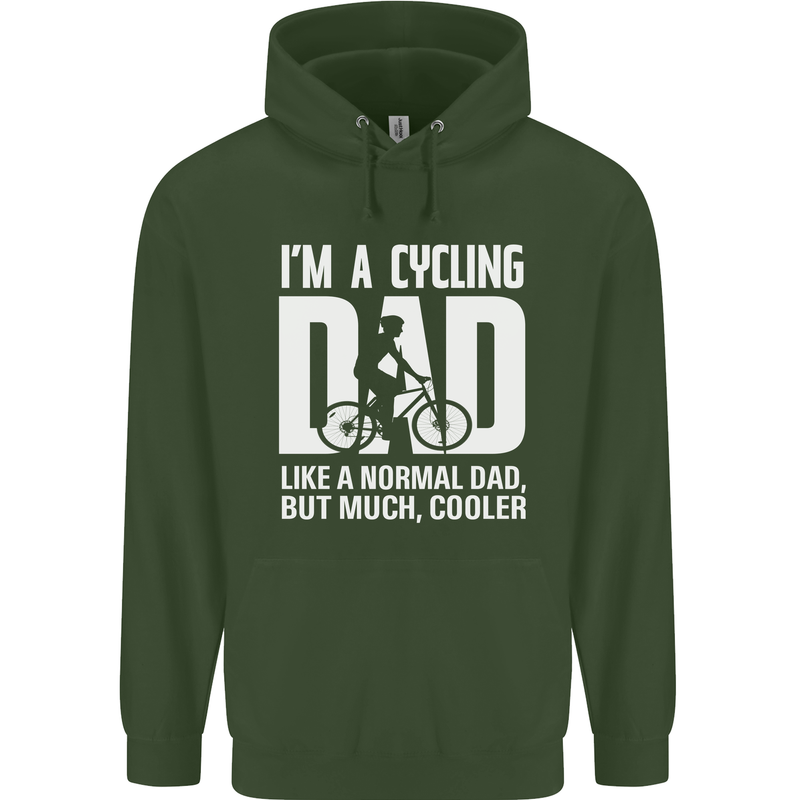 Cycling Dad Like a Normal Dad Father's Day Mens 80% Cotton Hoodie Forest Green
