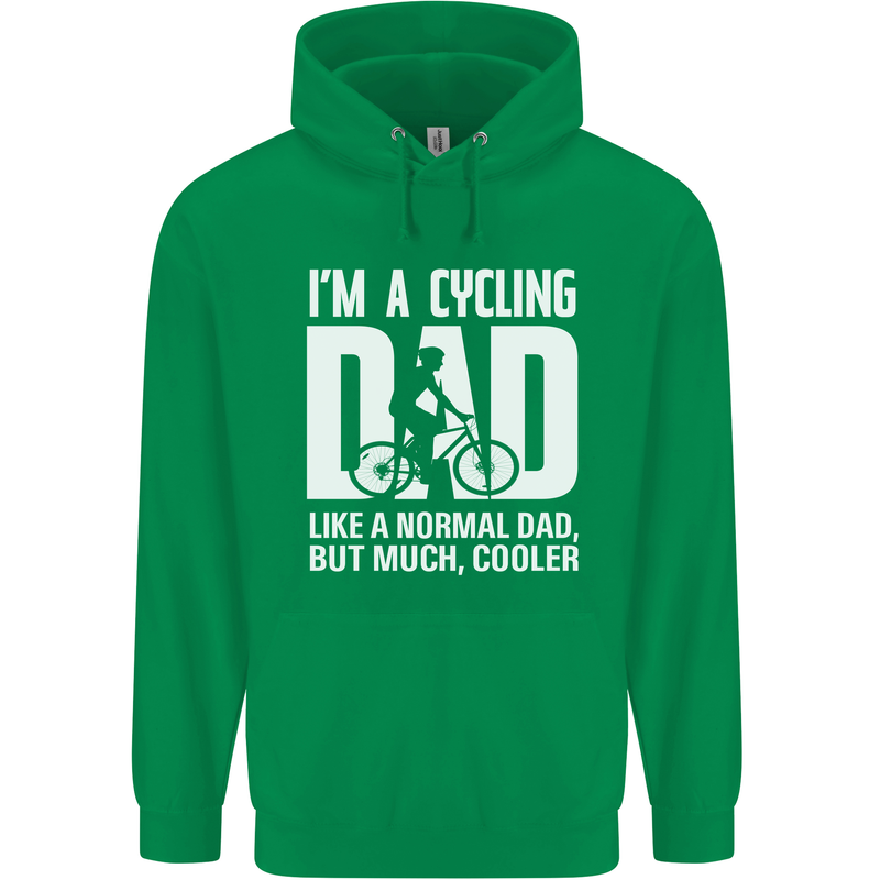 Cycling Dad Like a Normal Dad Father's Day Mens 80% Cotton Hoodie Irish Green