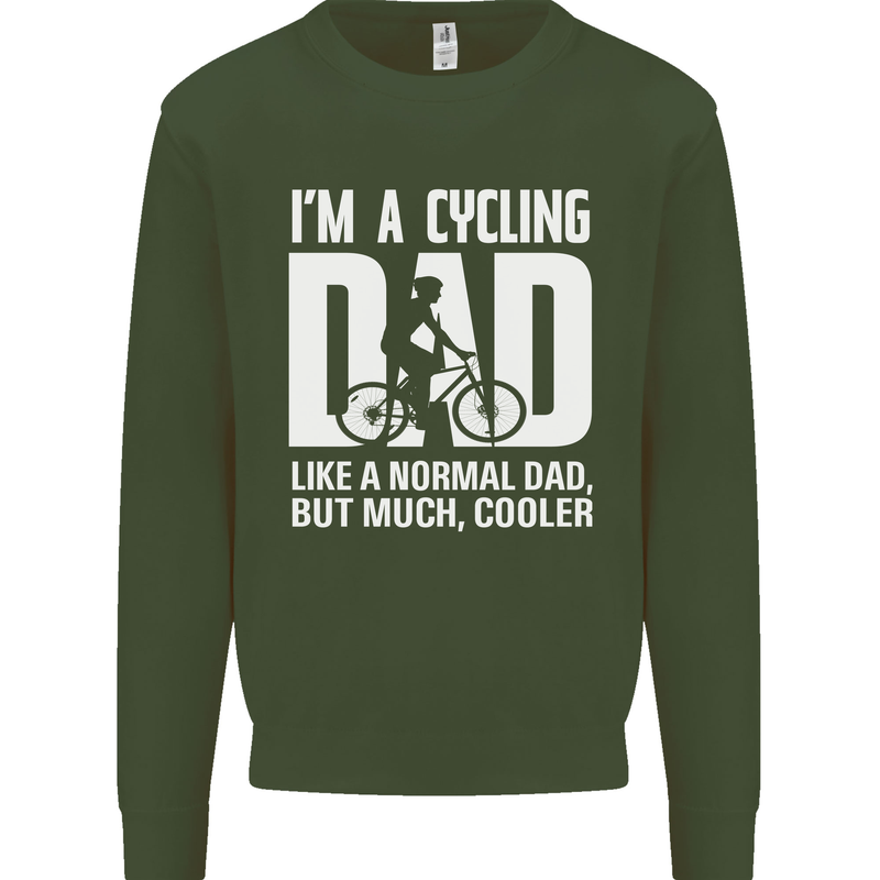 Cycling Dad Like a Normal Dad Father's Day Mens Sweatshirt Jumper Forest Green