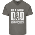 Cycling Dad Like a Normal Dad Father's Day Mens V-Neck Cotton T-Shirt Charcoal