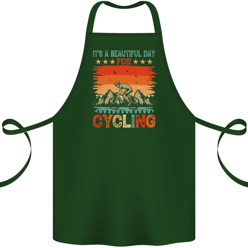 Cycling Day Funny Cyclist Bicycle MTB Bike Cotton Apron 100% Organic Forest Green