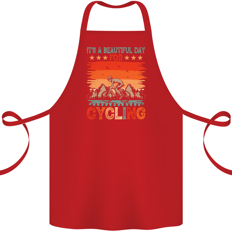 Cycling Day Funny Cyclist Bicycle MTB Bike Cotton Apron 100% Organic Red