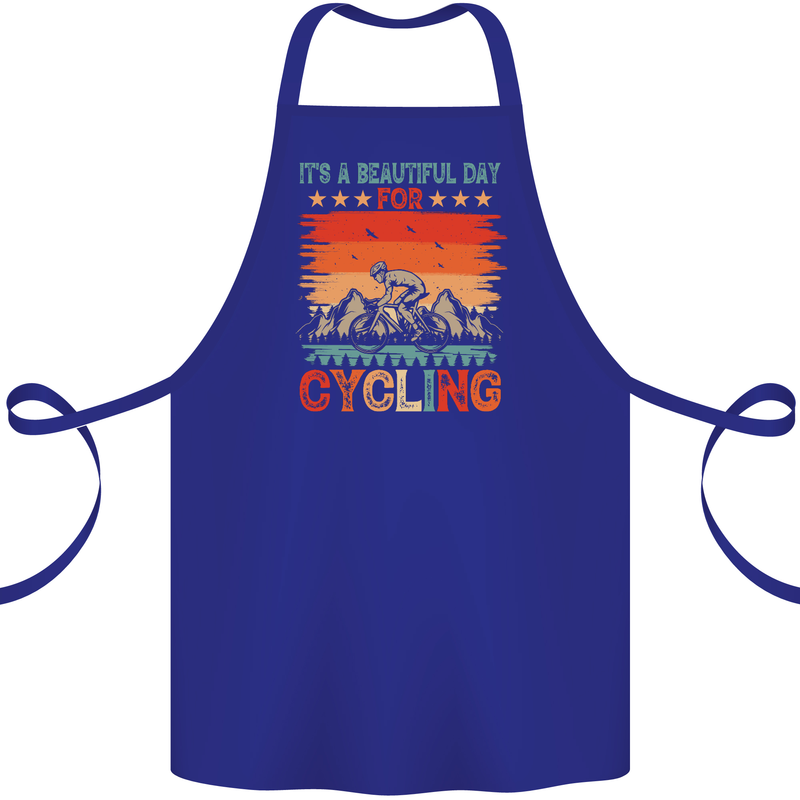 Cycling Day Funny Cyclist Bicycle MTB Bike Cotton Apron 100% Organic Royal Blue