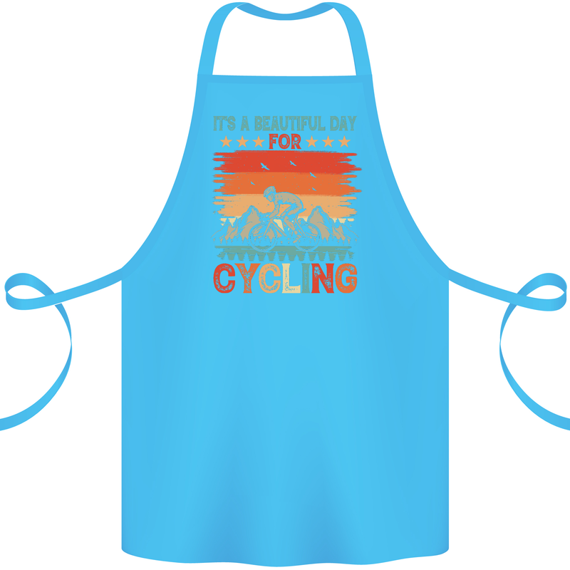 Cycling Day Funny Cyclist Bicycle MTB Bike Cotton Apron 100% Organic Turquoise