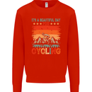 Cycling Day Funny Cyclist Bicycle MTB Bike Kids Sweatshirt Jumper Bright Red