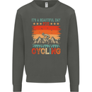 Cycling Day Funny Cyclist Bicycle MTB Bike Kids Sweatshirt Jumper Storm Grey