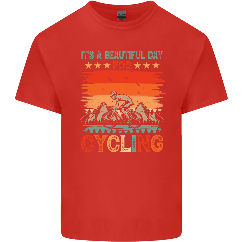 Cycling Day Funny Cyclist Bicycle MTB Bike Mens Cotton T-Shirt Tee Top Red