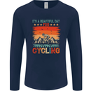 Cycling Day Funny Cyclist Bicycle MTB Bike Mens Long Sleeve T-Shirt Navy Blue