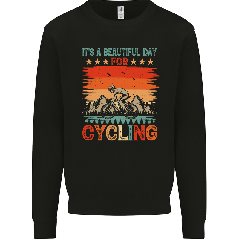 Cycling Day Funny Cyclist Bicycle MTB Bike Mens Sweatshirt Jumper Black