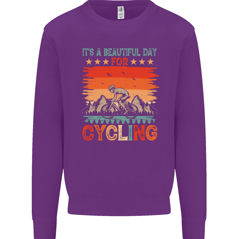Cycling Day Funny Cyclist Bicycle MTB Bike Mens Sweatshirt Jumper Purple