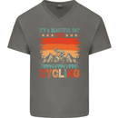 Cycling Day Funny Cyclist Bicycle MTB Bike Mens V-Neck Cotton T-Shirt Charcoal