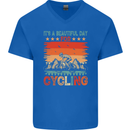 Cycling Day Funny Cyclist Bicycle MTB Bike Mens V-Neck Cotton T-Shirt Royal Blue