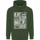 Cycling Eat Sleep Bike Repeat Funny Bicycle Childrens Kids Hoodie Forest Green
