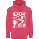 Cycling Eat Sleep Bike Repeat Funny Bicycle Childrens Kids Hoodie Heliconia