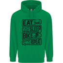 Cycling Eat Sleep Bike Repeat Funny Bicycle Childrens Kids Hoodie Irish Green