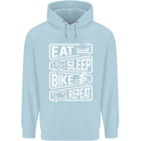 Cycling Eat Sleep Bike Repeat Funny Bicycle Childrens Kids Hoodie Light Blue