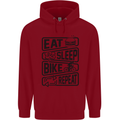 Cycling Eat Sleep Bike Repeat Funny Bicycle Childrens Kids Hoodie Red