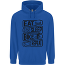 Cycling Eat Sleep Bike Repeat Funny Bicycle Childrens Kids Hoodie Royal Blue