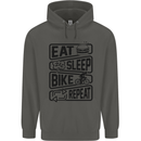 Cycling Eat Sleep Bike Repeat Funny Bicycle Childrens Kids Hoodie Storm Grey