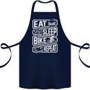 Cycling Eat Sleep Bike Repeat Funny Bicycle Cotton Apron 100% Organic Navy Blue