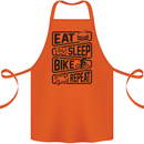 Cycling Eat Sleep Bike Repeat Funny Bicycle Cotton Apron 100% Organic Orange