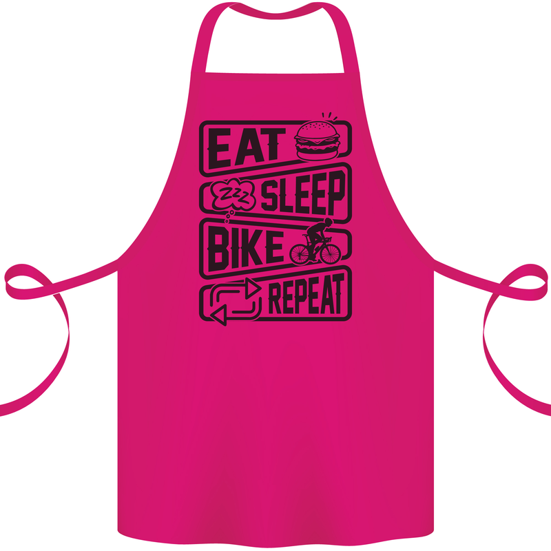 Cycling Eat Sleep Bike Repeat Funny Bicycle Cotton Apron 100% Organic Pink