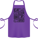 Cycling Eat Sleep Bike Repeat Funny Bicycle Cotton Apron 100% Organic Purple