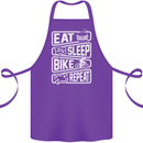 Cycling Eat Sleep Bike Repeat Funny Bicycle Cotton Apron 100% Organic Purple
