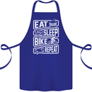 Cycling Eat Sleep Bike Repeat Funny Bicycle Cotton Apron 100% Organic Royal Blue