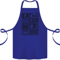 Cycling Eat Sleep Bike Repeat Funny Bicycle Cotton Apron 100% Organic Royal Blue